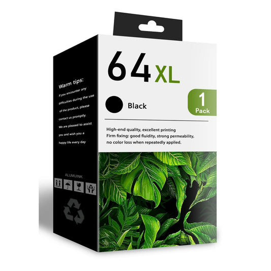 64XL Black High Yield Ink Cartridge (1-Pack) - 64XL Ink Cartridge Replacement for HP Envy Inspire 7955e 7958e Photo 6222 6232 6255 7134 7158 7830 7858 Printer, N9J92AN