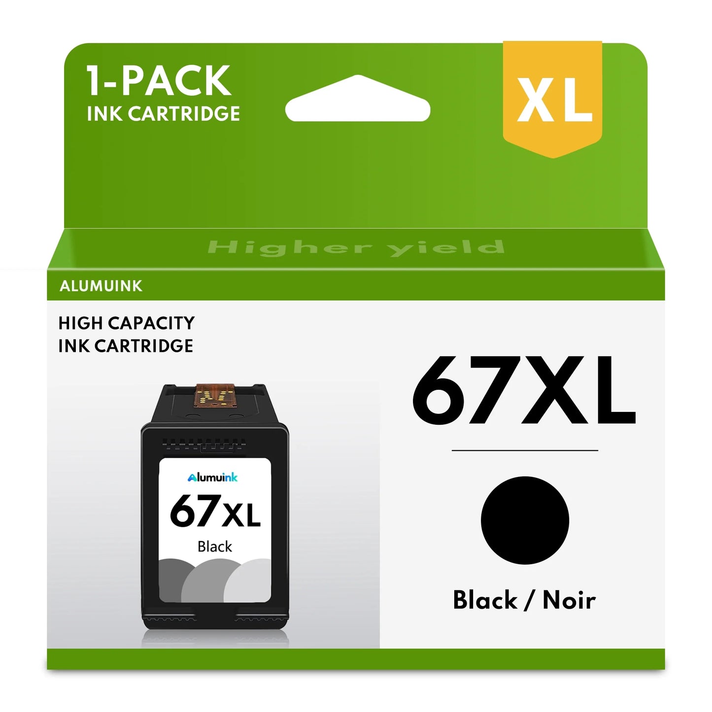 67XL Ink Cartridge 1 Pack Black Replacement for HP DeskJet 2700 2700e Envy 6055e 6455e 6400 Printer