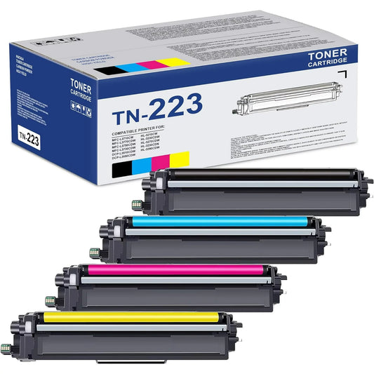 TN-223 TN223 Toner Cartridge 4 Pack Black Cyan Magenta Yellow Replacement for Brother TN223BK/C/M/Y for TN223BK, TN223C, TN223M, TN223Y Toner Cartridge