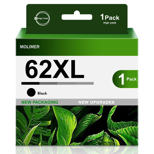 62XL Ink Cartridges 1 Black Replacement for HP Ink 62 HP 62 Ink 62XL Ink Works with HP Envy 5540 5549 5640 5660 7640 7645 OfficeJet Mobile 250 200 OfficeJet 5740 5741 8040 Printer (1 Black)