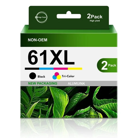 61XL Black Tri-Color Ink High yield Replacement for HP Printer (2-pack)