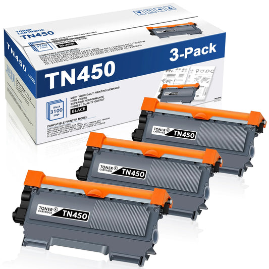 TN450 TN420 High Yield Toner Cartridge 3 Pack Replacement for Brother MFC-7240 MFC-7360N HL-2132 HL-2220 HL-2240DCP-7060D DCP-7065D Printer