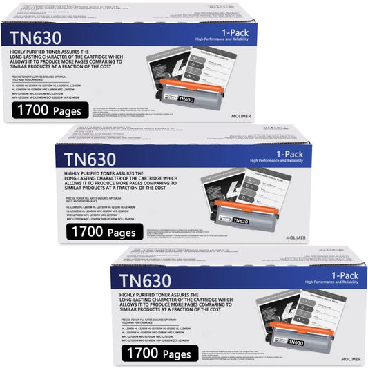 TN630 Toner Cartridge Black 3 Pack High Yield Replacement for Brother HL-L2315DW HL-L2320D HL-L2340DW MFC-L2700DW MFC-L2705DW Printer