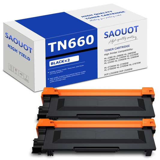 TN660 Toner Cartridge Replacement for Brother HL-L2300D Printers (Black, 2-Pack)