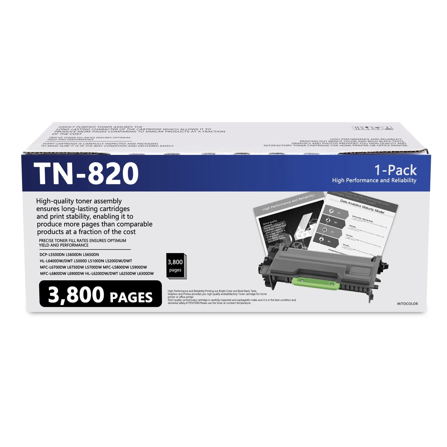 TN820 TN-820(BHGG9KK) High Yield 1 Pack Toner Cartridge for Brother DCP L5600DN L5500DN MFC L5650DN Printer